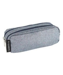Trousse scolaire double Paillettes marine - Bleu