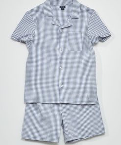 Pyjama vichy - 2 pièces - Bleu