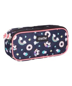 Trousse double CHACHA Kinky Bleu - Gris foncé