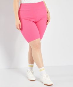 Short cycliste en maille côtelée - Rose