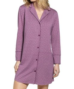 Chemise de nuit rétro en coton et modal Lalique - Violet