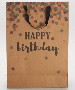 Sac cadeau 'Happy Birthday' - marron