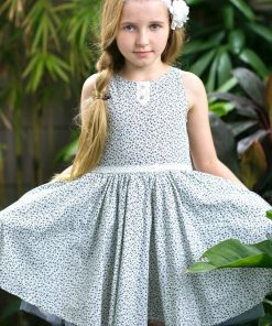 Robe Qui Tourne Fleurie Violette Fille HEPBURN - 'LA FAUTE A VOLTAIRE' - Blanc Violet