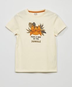 T-shirt en jersey avec animation - Ecru