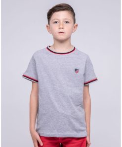T-shirt col rond pur coton NOBIWONE-J - Gris chiné