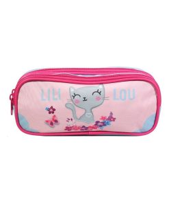BAGTROTTER Trousse scolaire 2 compartiments Lili Lou Rose - Rose