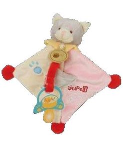Doudou Babynat chat super tetine rose et beige -BN309- - Rose