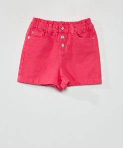 Short en jean paperbag - rose indien