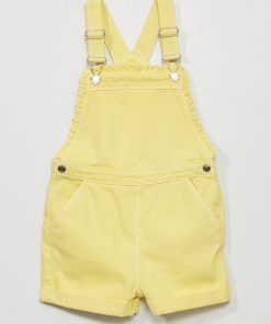 Salopette short en jean - Jaune