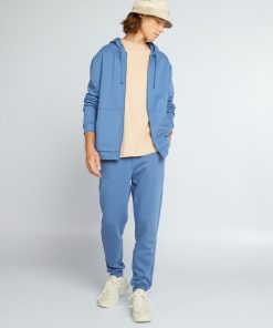 Sweat à capuche zippé en molleton - Bleu
