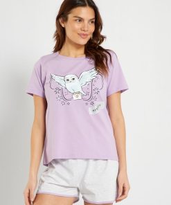 Ensemble pyjama court 'Harry Potter' - 2 pièces - violet/gris
