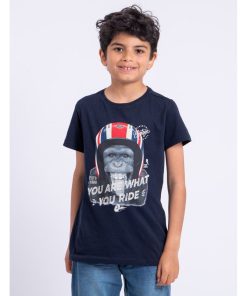 T-shirt manches courtes col rond pur coton NUMADINO-J - Bleu marine