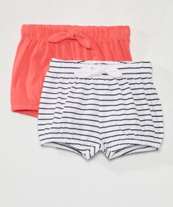 Lot 2 shorts en molleton - Blanc/rose