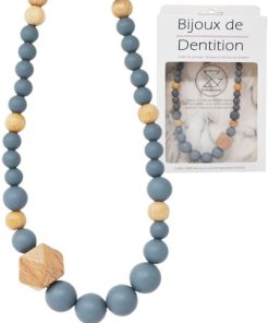 Collier d'allaitement ou de portage en silicone - Gris et Bois - Gris