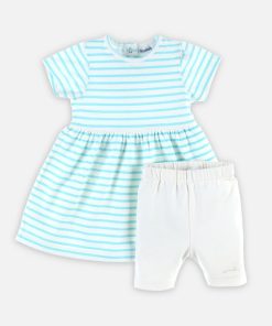 Set robe et legging en coton BIO - Bleu