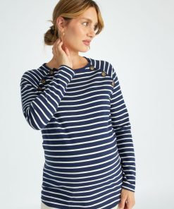 T-shirt grossesse et allaitement à rayures - Bleu/blanc