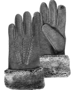 Gants Enfant 10/12 ans Tactiles bord fourrure Gris - Gris