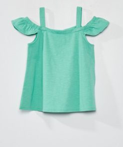 T-shirt en jersey épaules dénudées - Vert
