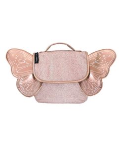 Cartable maternelle pailleté Papillon cuivre - Rose