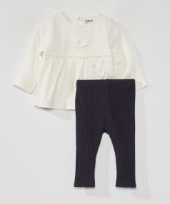 Ensemble t-shirt + legging - 2 pièces - Blanc