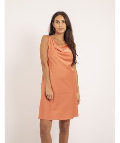 Robe courte satin IDALIA - Orange corail