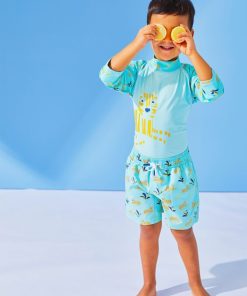 Boxer de bain avec tigres - Bleu turquoise