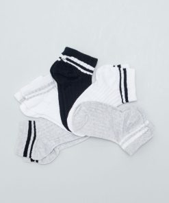 Chaussettes invisibles en maille côtelée - Lot de 5 - Blanc