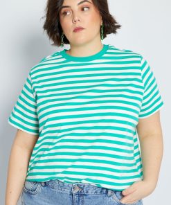 T-shirt rayé - Vert