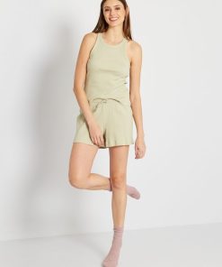 Pyjama court short + débardeur - 2 pièces - Vert