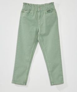 Pantalon denim coupe mom - Vert