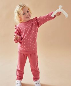 Set sweatshirt + jogging imprimé hirondelles, foncé - Rose