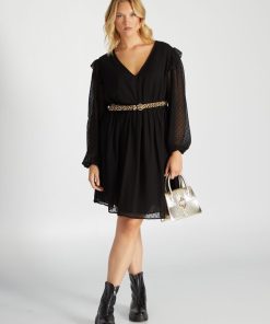 Robe longue en plumetis - noir