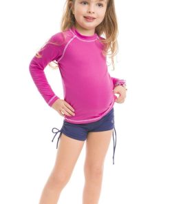 Rash Guard Kids Fpu50+ Uv Colors Long Sleeve T-Shirt Shock Pink Uv ANTI UV - UV Line - Rose