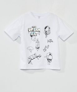T-shirt imprimé manches courtes - Blanc