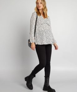 Blouse grossesse imprimée - Blanc tacheté