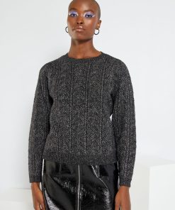 Pull en maille lurex 'JDY' - noir
