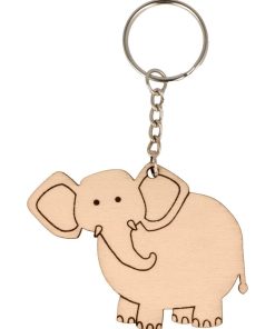 Porte-clés éléphant en bois - Beige