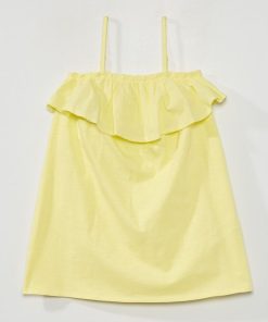Robe volantée avec broderie - Jaune