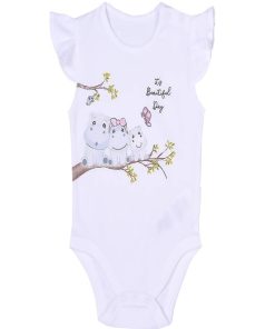 Body bébé sans manches , Hippo - Blanc