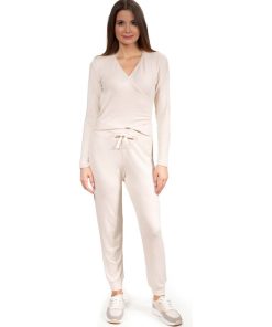 Ensemble Homewear T-shirt cache-coeur et pantalon jogger Beige - Beige