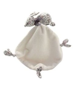 doudou Dimpel Lapin Blanc liberty violet Lila Attache Tetine - Blanc