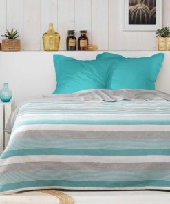 Couvre lit Jacquard Collection Fibie - Bleu clair