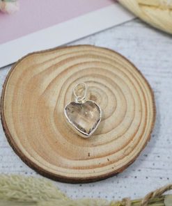 Pendentif cœur - Plaqué Argent - Pierres naturelles - - Multicolore