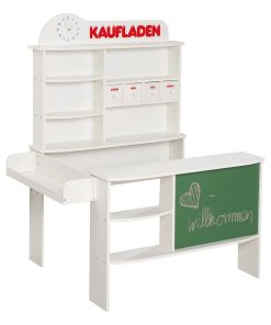 ROBA Marchande en Bois à 4 Tiroirs et Étagères - Horloge et Tableau Intégrés - Blanc - N/A