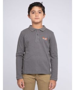 Polo manches longues pur coton PODRICK-J - Gris
