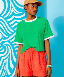 T-shirt col rond en éponge - Vert