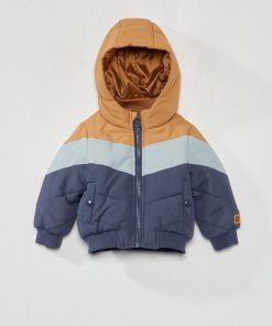 Doudoune matelassée avec capuche - Marron/bleu