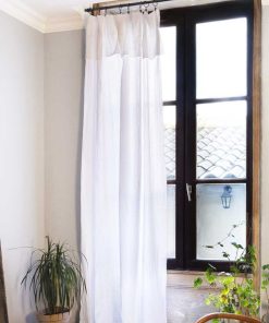 Rideau ajustable + 8 anneaux pince collection Gaia - Blanc