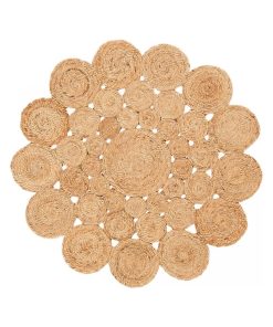 Tapis rond 160x160 rond JUTEWOOD Beige tapis kilim en jute - Beige