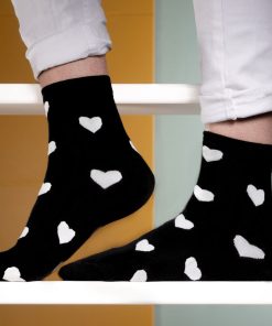 Chaussettes En Coton Multi-Coeur- Sockup- 36-45 - Noir Blanc